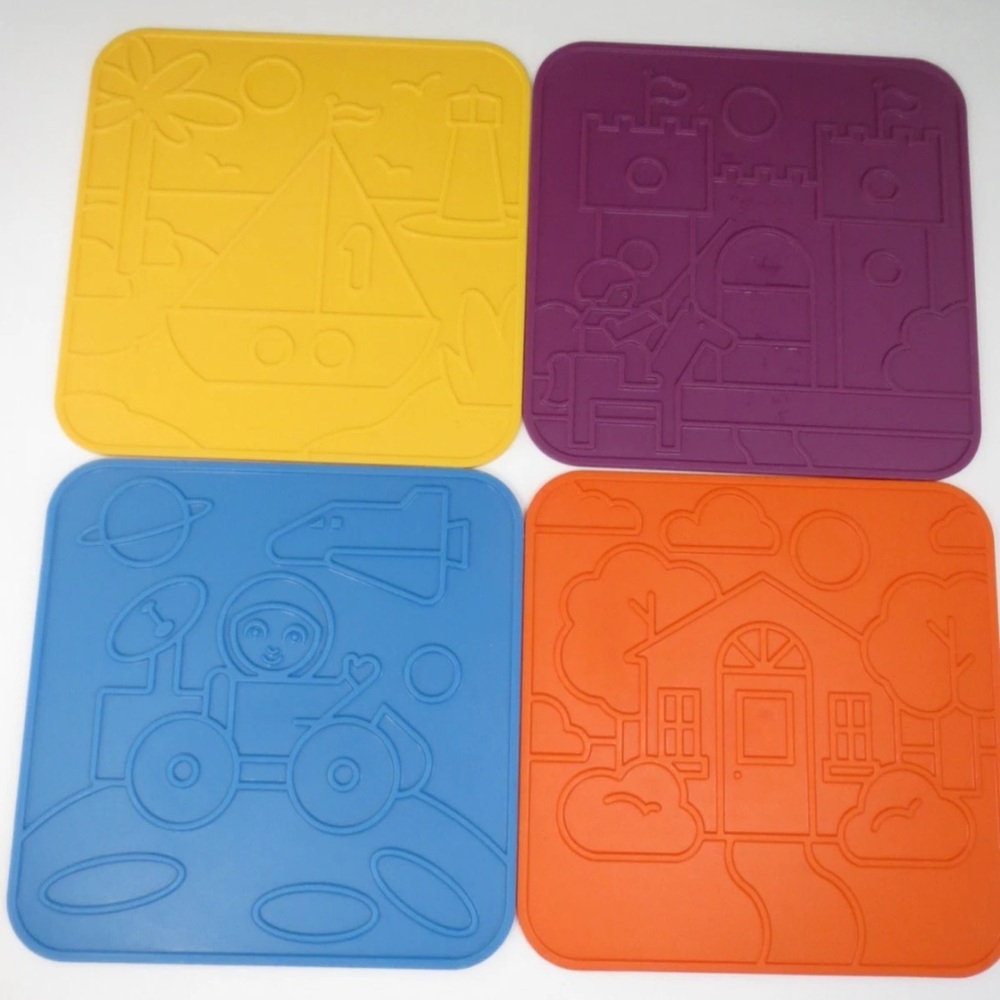 Tupperware‎ Tuppertoys Picture Plates rubbing Set Of 4 vintage